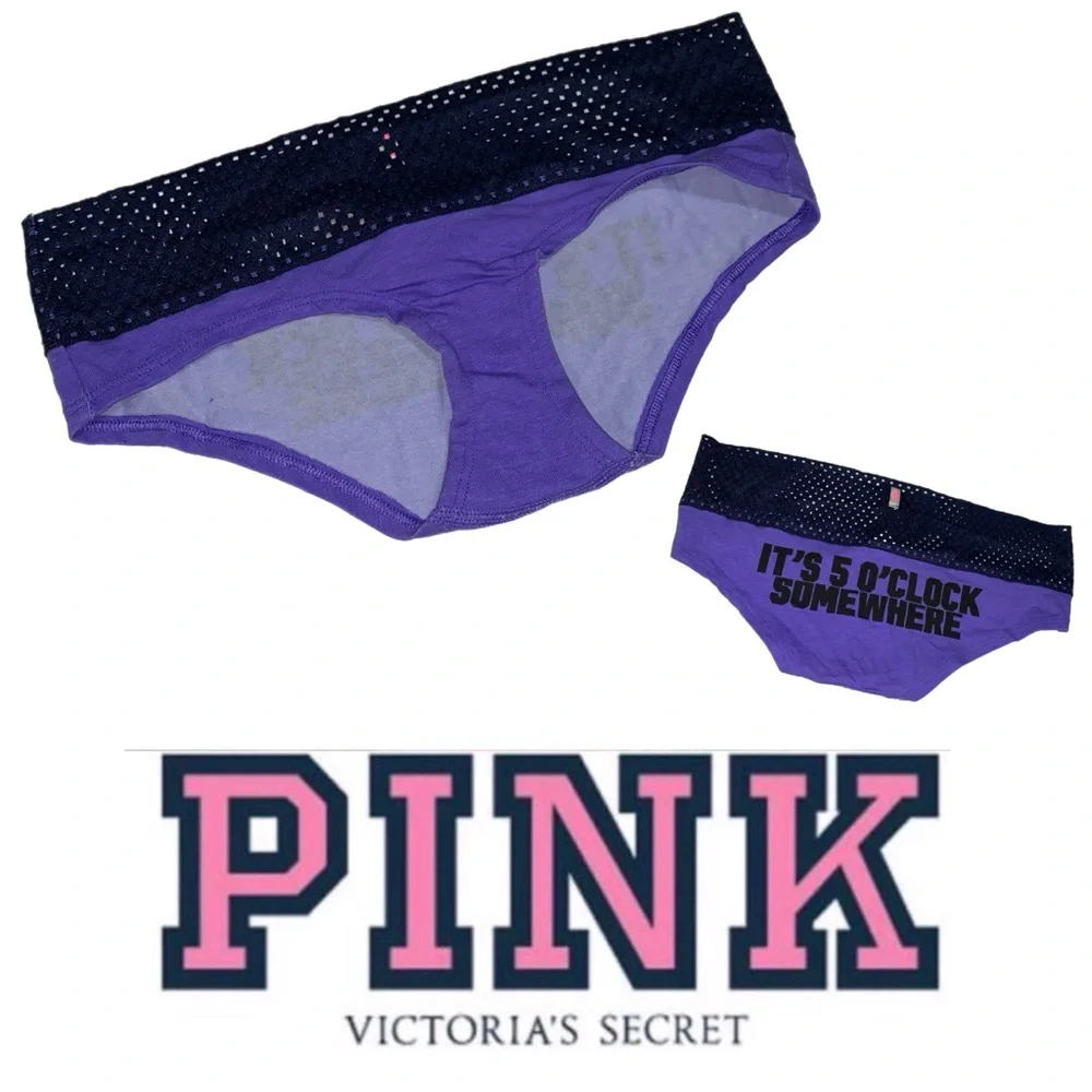 **** LAST PAIR **** Victoria's Secret PINK Purple Navy Panties‎ Under XS P077